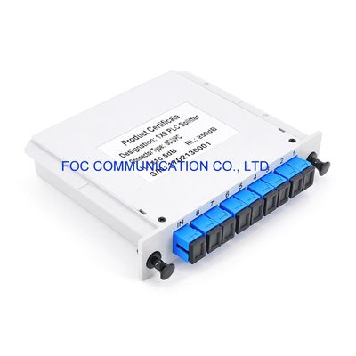 1650nm FTTX CATV CWDM Fiber PLC Splitter SC UPC 1 × 8 নিম্ন PDL