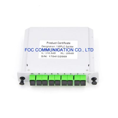 CATV 1650nm 1 × 8 PLC Splitter ক্যাসেট SC APC PON FTTX নেটওয়ার্ক