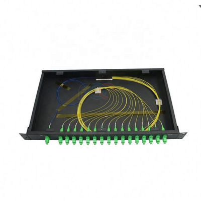 1x16 FTTH প্যাসিভ PLC স্প্লিটার 1 RU 19&quot; র্যাক মাউন্ট SC APC কম PDL