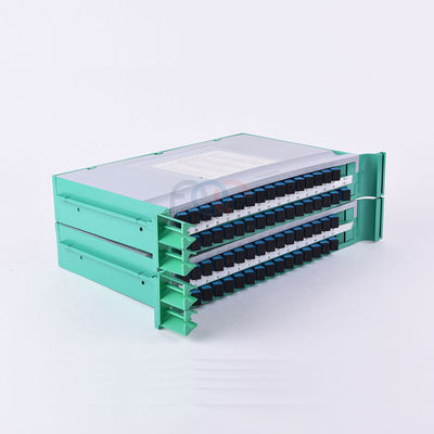 FTTH প্যালেট ফাইবার PLC স্প্লিটার 1650nm 19&quot; র্যাক মাউন্ট 1x64 SC UPC