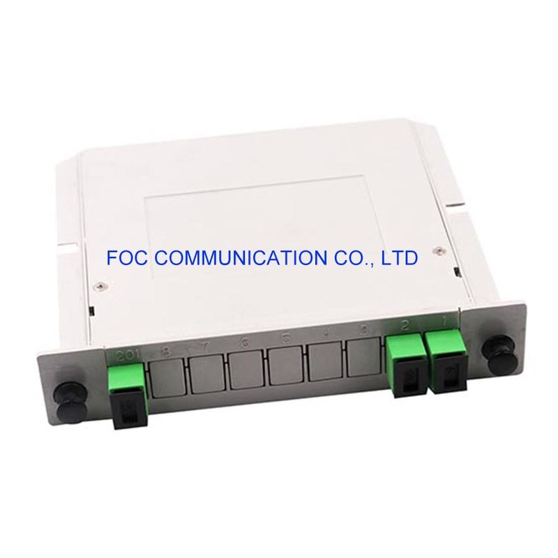 PON CATV নেটওয়ার্কের জন্য SC APC 1 × 2 PLC Splitter 650nm Rack Mountable