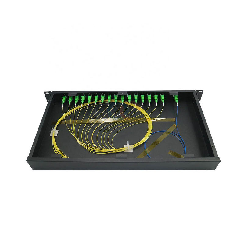 1x16 FTTH প্যাসিভ PLC স্প্লিটার 1 RU 19&quot; র্যাক মাউন্ট SC APC কম PDL